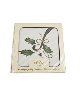Lenox Holiday Nouveau Coasters Set of 6 Christmas England Hardboard Sealed Box